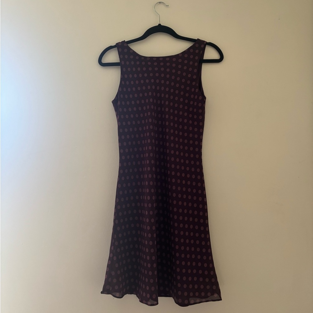 Alyn Paige Plum Polka Dot Midi Dress